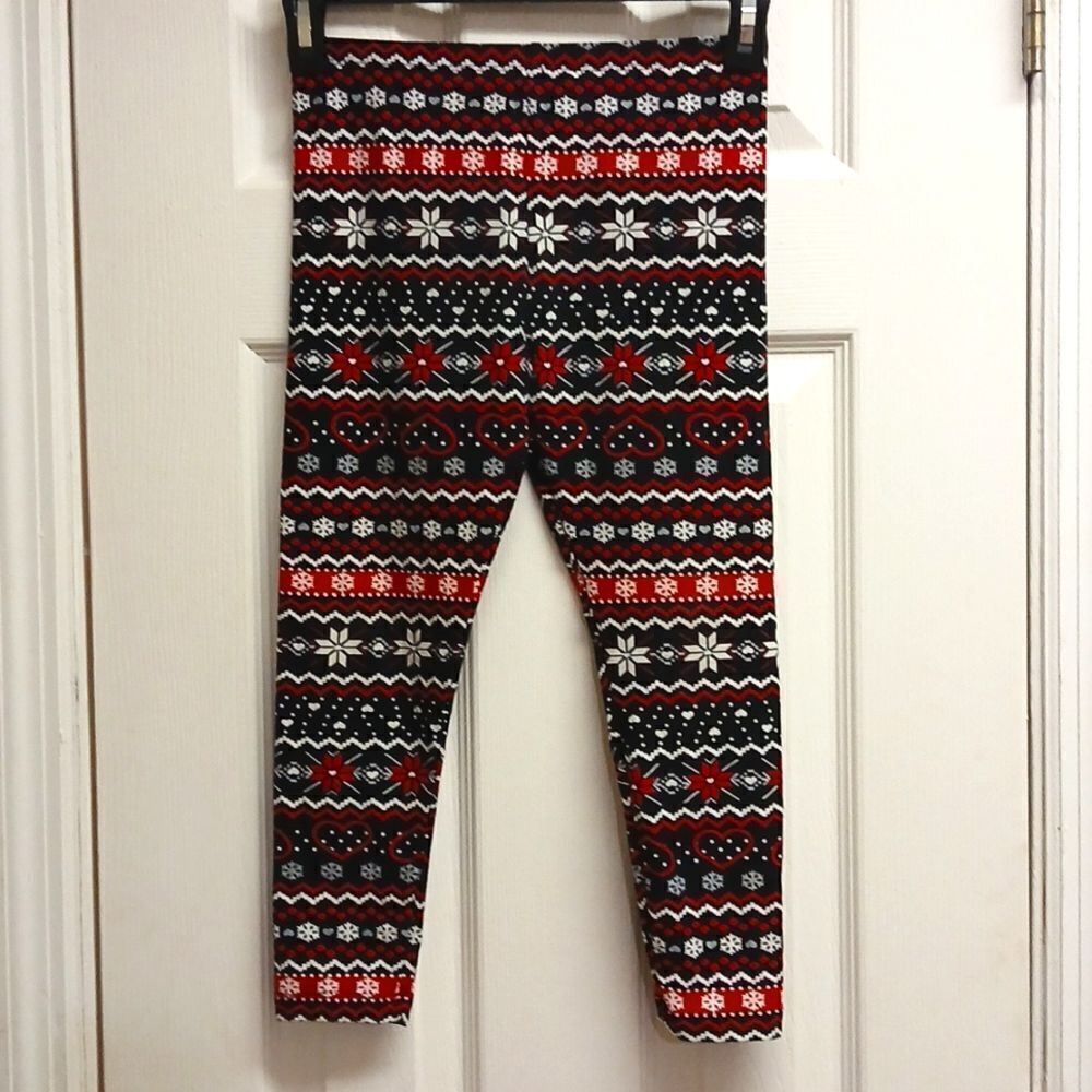 🩷Missing label for brand but are Just One Girls Size 7 Hoiday Leggings Black
